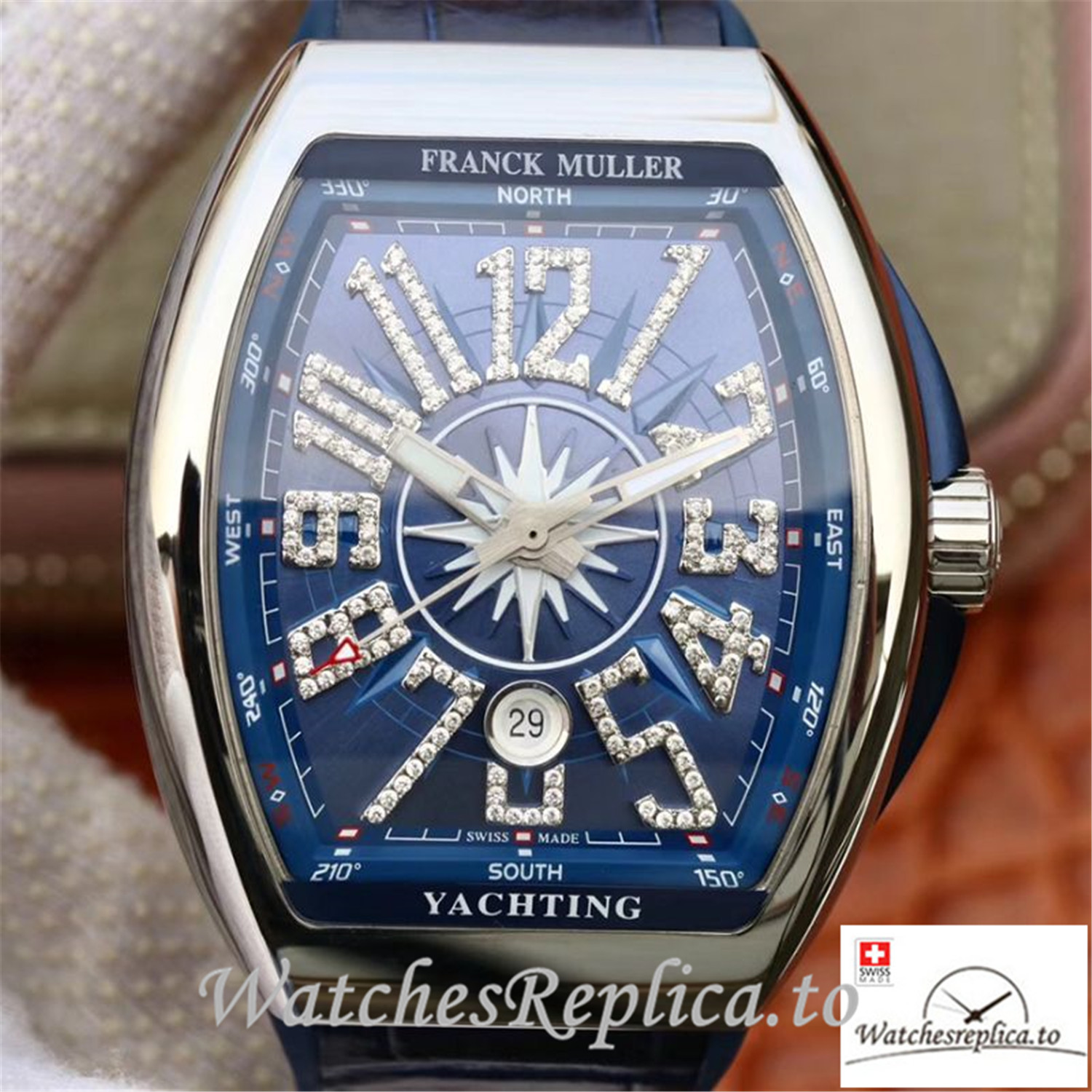 Swiss Franck Muller Vanguard Replica V45 002 Blue Strap 45MM - WatchesReplica.is