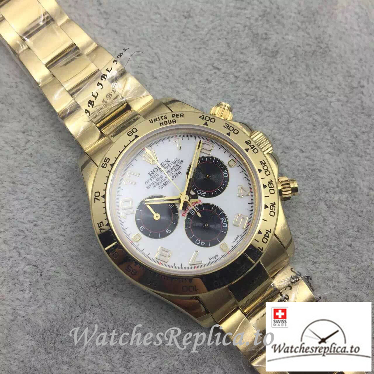 Swiss Rolex Daytona Replica 116528-8 Yellow Gold strap 40MM - WatchesReplica.is