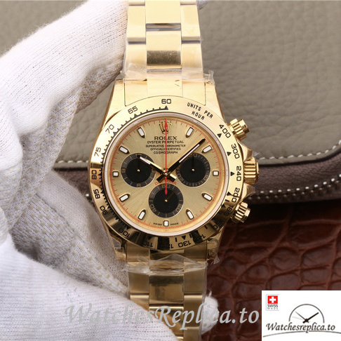 Swiss Rolex Daytona 116508 Yellow Gold strap 40MM - WatchesReplica.is
