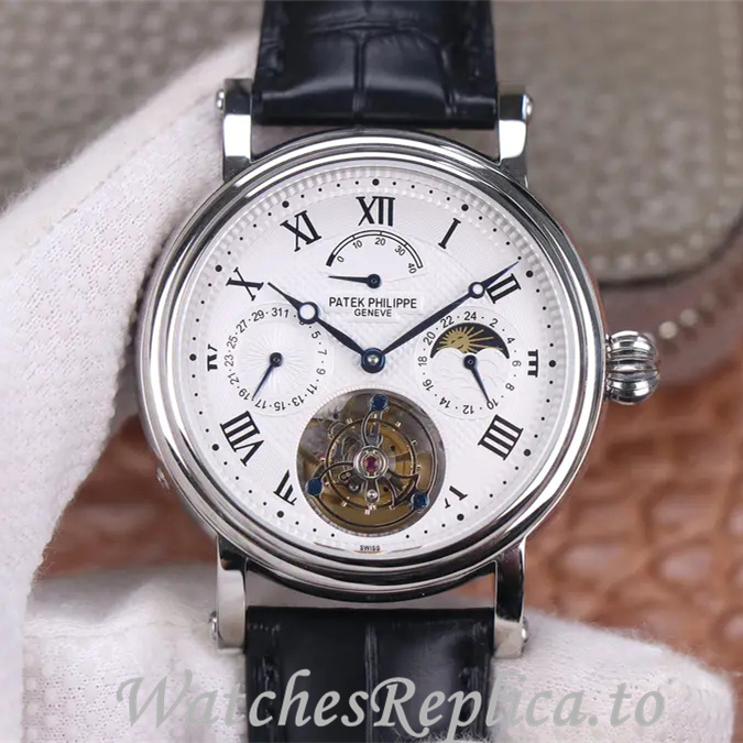 Patek Philippe Replica Complications Leather strap 42MM - WatchesReplica.is