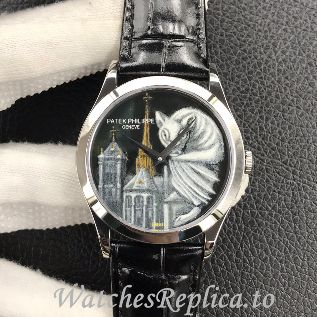 Patek Philippe Replica 5077P Leather strap 38.6MM - WatchesReplica.is