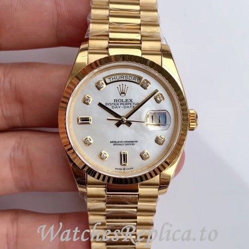 Swiss Rolex Day Date Replica 128238 Yellow Gold strap 36MM - WatchesReplica.is