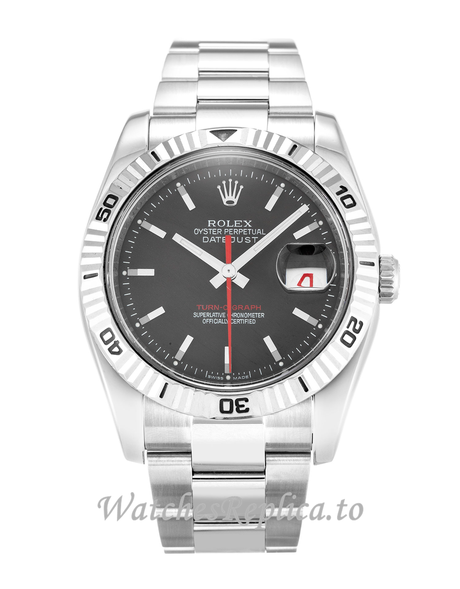Rolex Turn O Graph Grey Dial 116264 - WatchesReplica.is