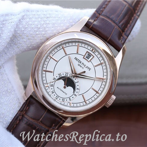 Patek Philippe Replica Complications 5205G-001 Leather strap 40MM - WatchesReplica.is