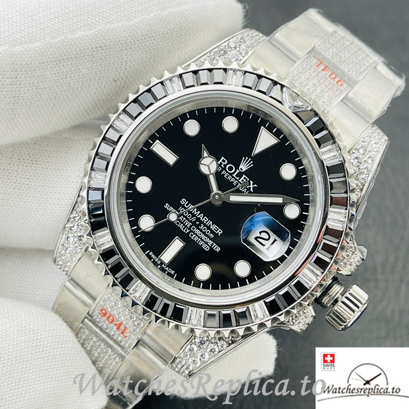 Swiss Rolex Submariner Replica Stainless steel strap 40MM Black Dial - WatchesReplica.is