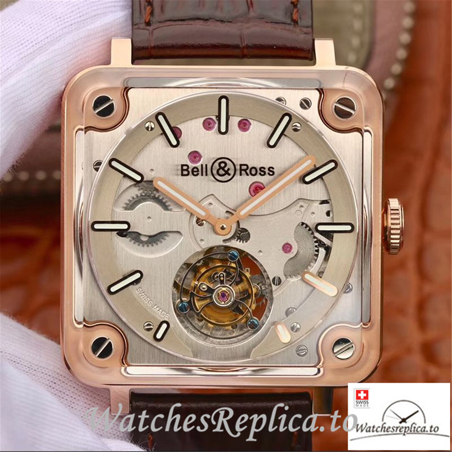 Swiss Bell & Ross Replica BR-X2 Brown Strap 42.5MM - WatchesReplica.is