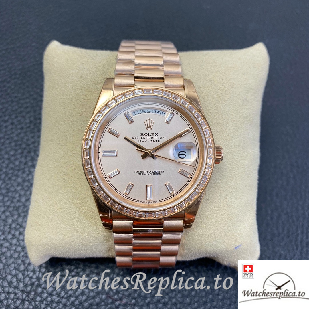 Swiss Rolex Datejust Replica 126233 Rose Gold strap 36MM - WatchesReplica.is