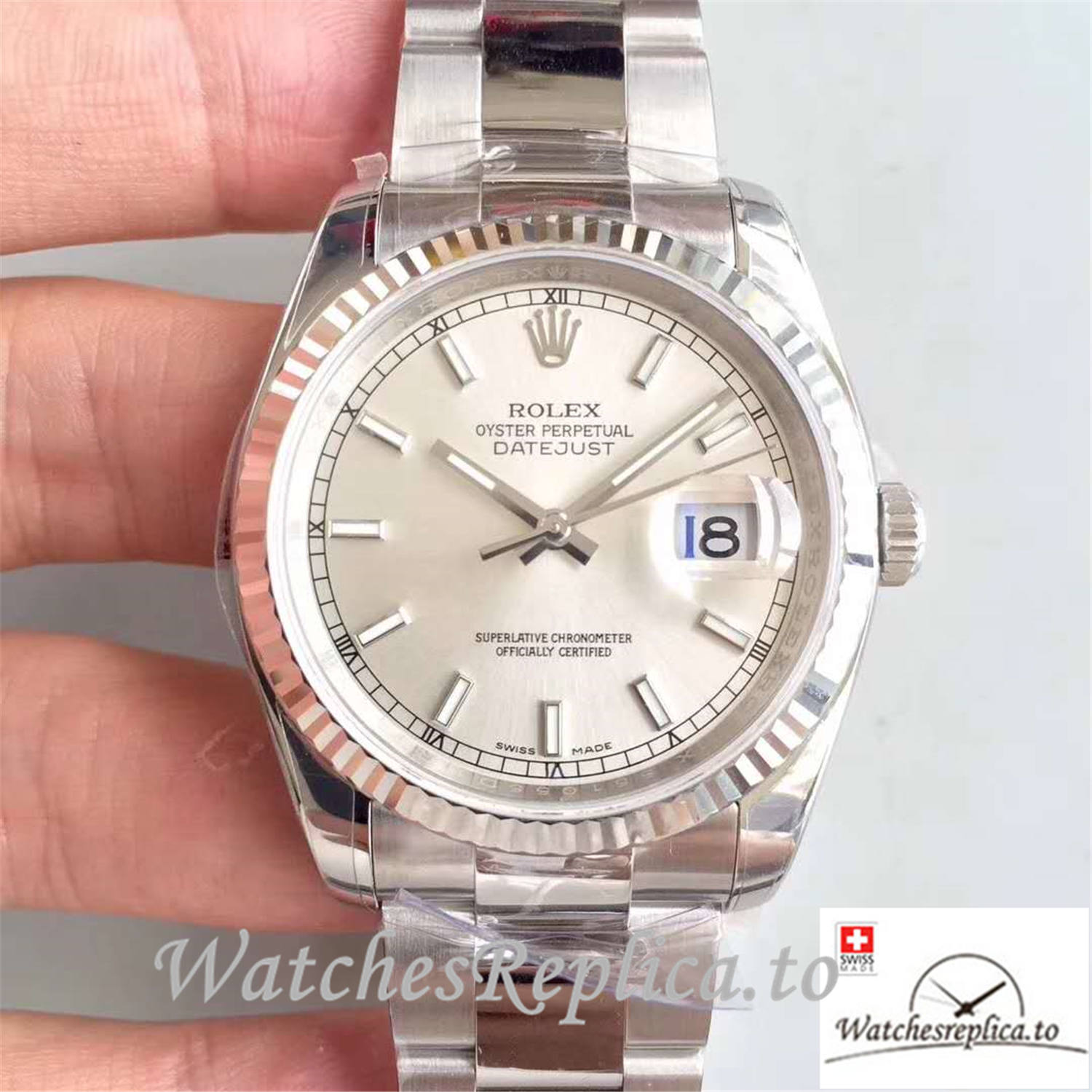 Swiss Rolex Datejust Replica 126334 002 Silver Dial 36MM - WatchesReplica.is