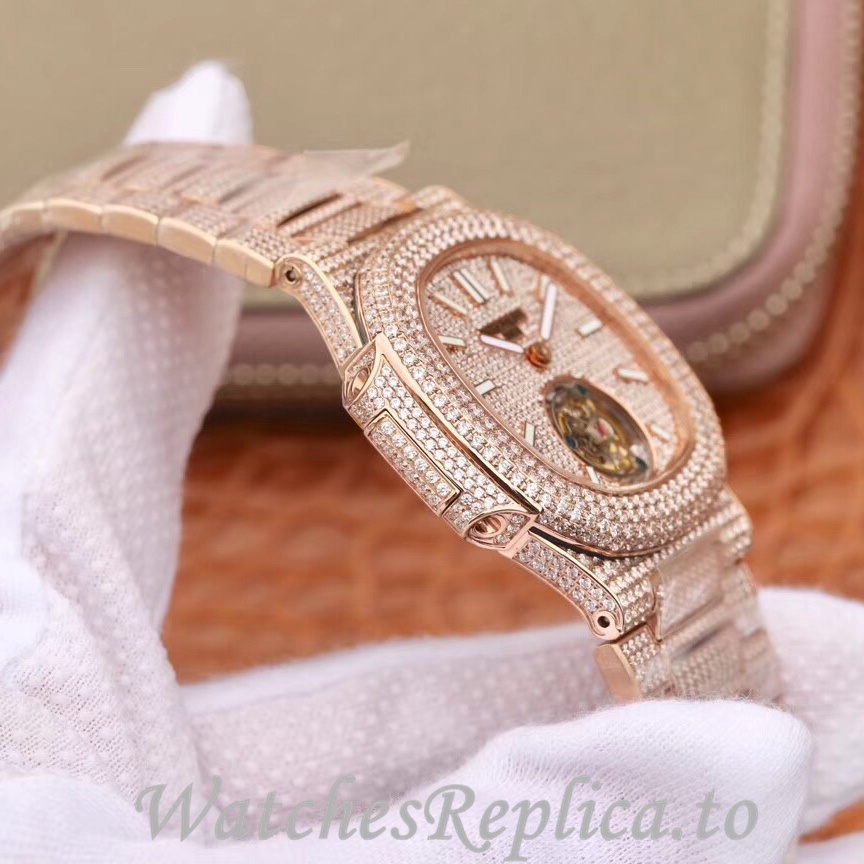 Patek Philippe Replica Nautilus Rose Gold strap 40MM - WatchesReplica.is