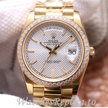 Swiss Rolex Day Date Replica 228348 Yellow Gold strap 40MM - WatchesReplica.is
