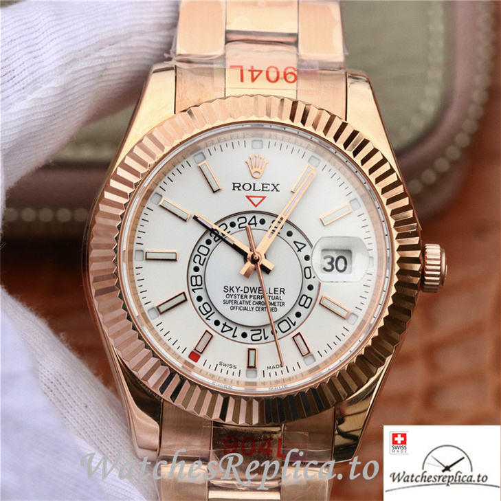 Swiss Rolex Oyster Perpetual Replica 326935-0005 Rose Gold strap 42MM - WatchesReplica.is