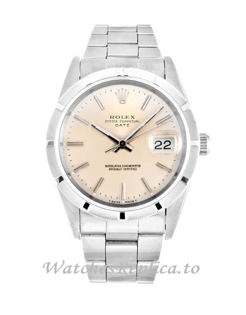 Rolex Oyster Perpetual Date Silver Dial 15210-34 MM - WatchesReplica.is