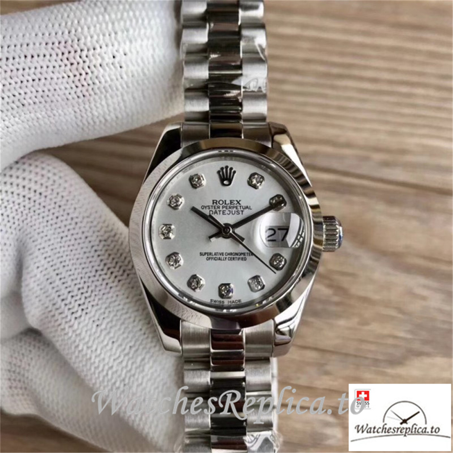 Swiss Rolex Datejust Replica 279166 001 Diamond Markers Dial 28MM - WatchesReplica.is