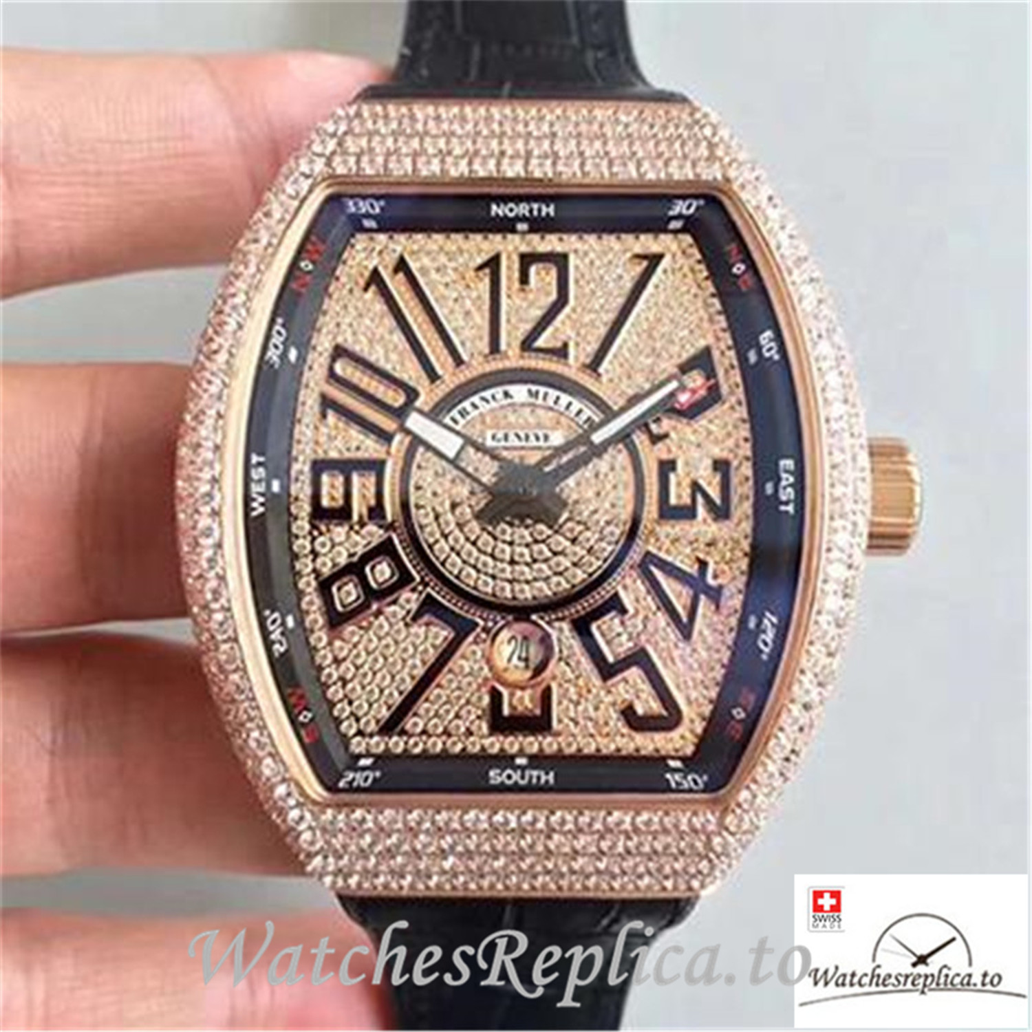 Swiss Franck Muller Replica 8880 SC DT Black Strap 42MMx 46.5MM x 16MM - WatchesReplica.is