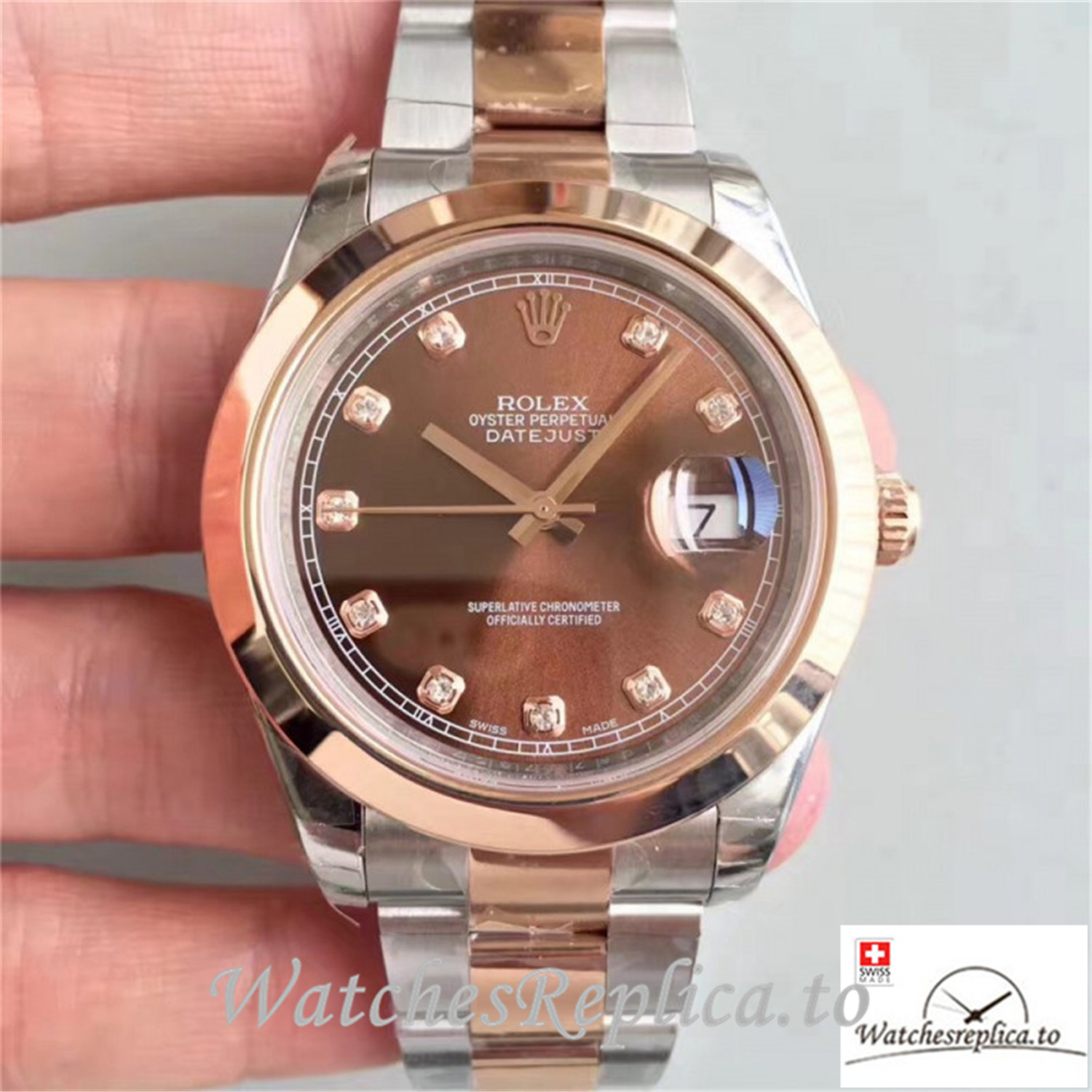 Swiss Rolex Datejust Replica 116333 004 Rose Gold Bezel 41MM - WatchesReplica.is