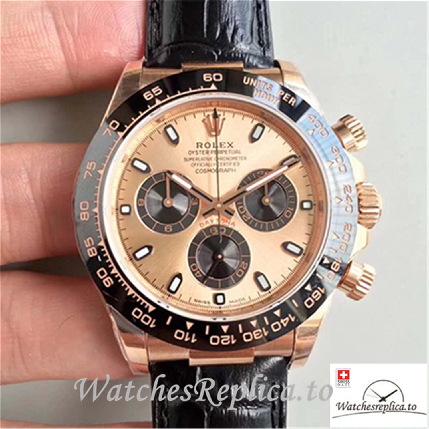 Swiss Rolex Daytona Cosmograph Replica 116515LN 004 Black Strap 40MM - WatchesReplica.is