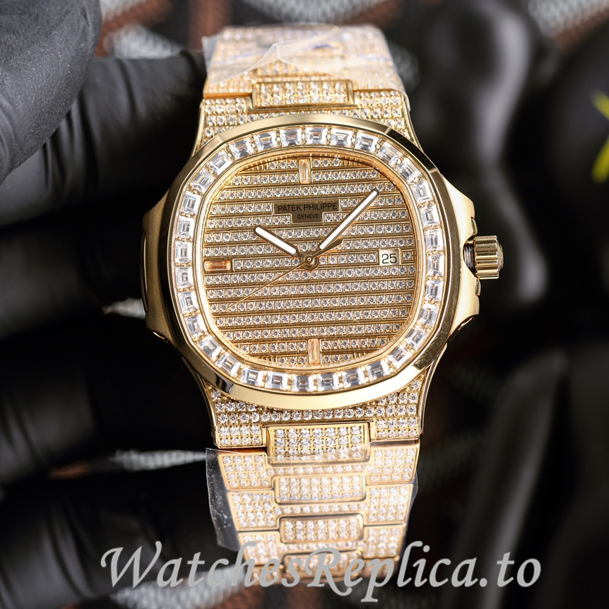 Patek Philippe Replica Nautilus 5711 Diamonds paved strap 40MM - WatchesReplica.is