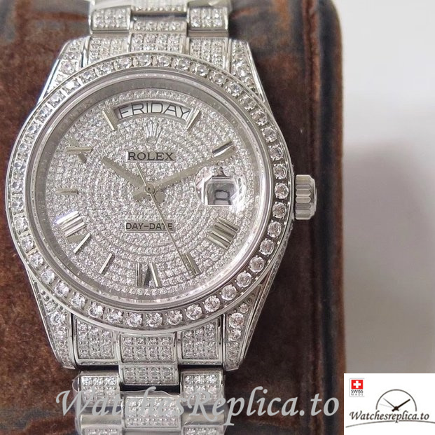 Swiss Rolex Day Date Replica Stainless steel strap 40MM - WatchesReplica.is