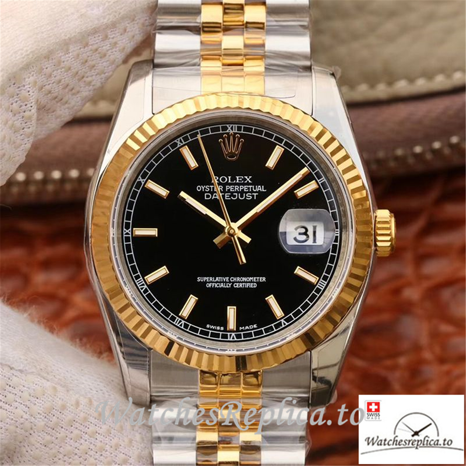 Swiss Rolex Datejust Replica 126233 Black Dial 36MM - WatchesReplica.is