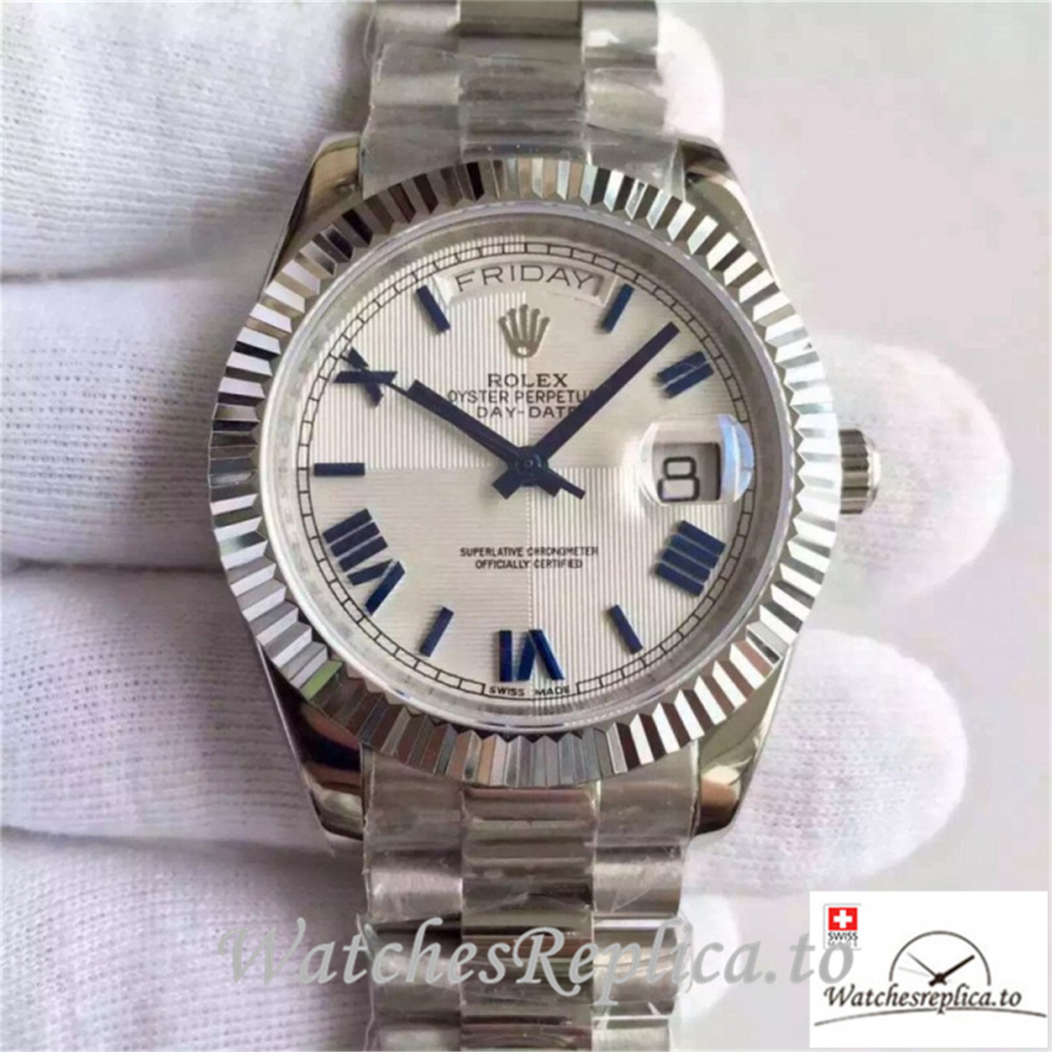 Swiss Rolex Day Date Replica 228239 008 Stainless Steel Bezel 40MM - WatchesReplica.is