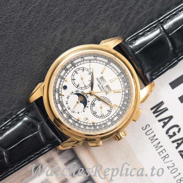 Patek Philippe Replica Complications Leather strap 41MM - WatchesReplica.is