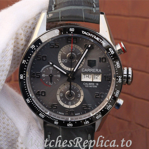 Tag Heuer Replica Carrera Leather strap 43MM - WatchesReplica.is