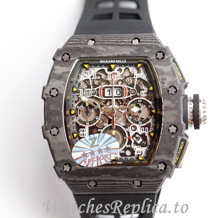 Richard Mille Replica RM011 Rubber strap 50MM - WatchesReplica.is
