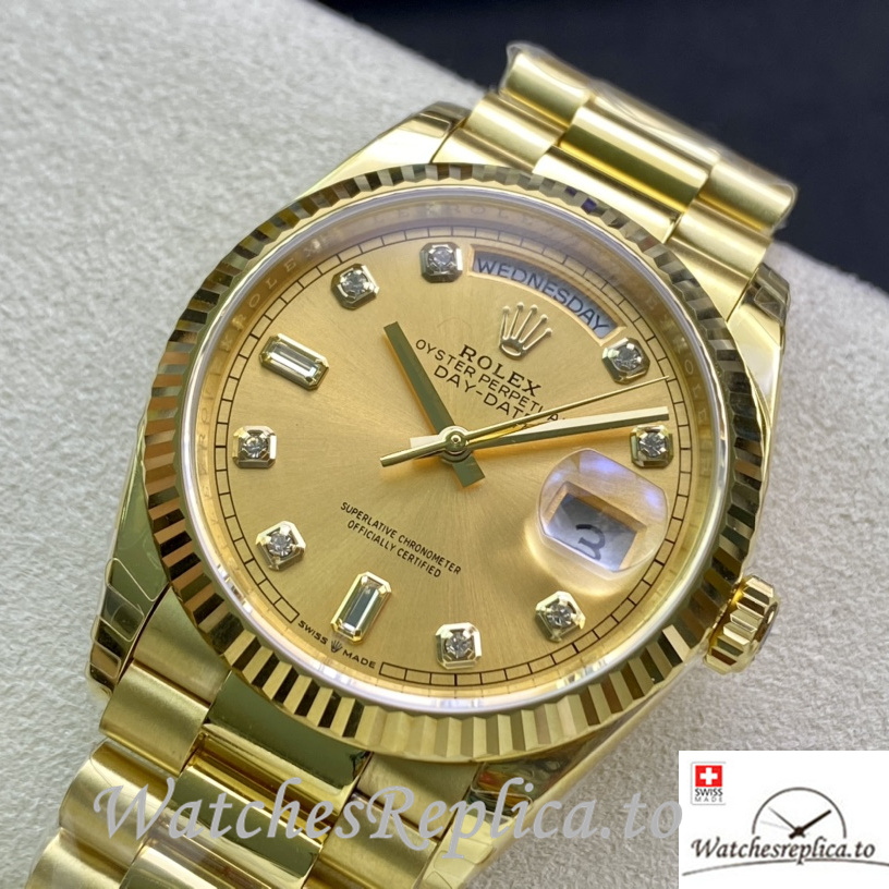 Swiss Rolex Datejust Replica 126233 Yellow Gold strap 36MM - WatchesReplica.is