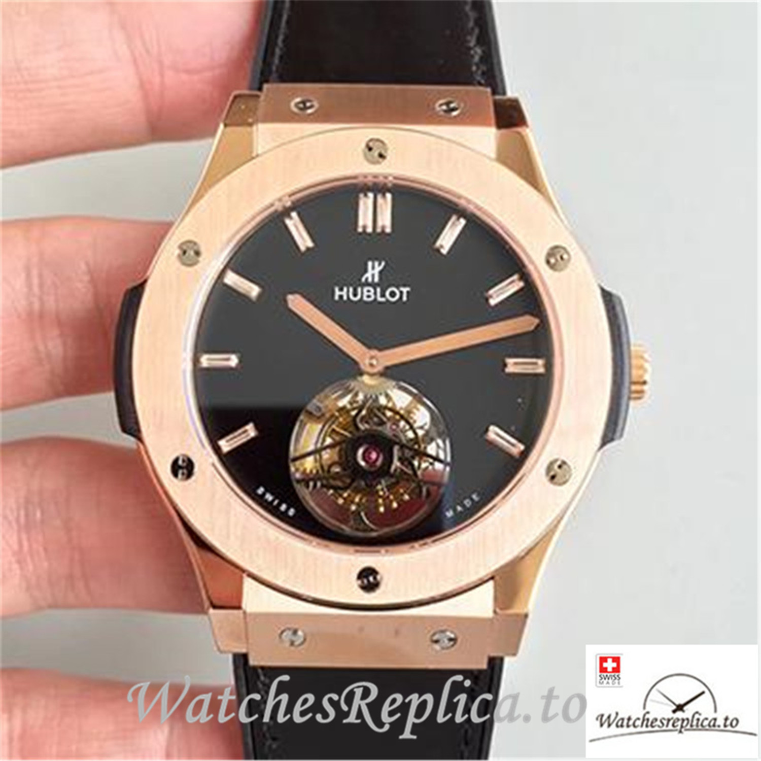 Swiss Hublot Classic Fusion Tourbillon Replica 505.OX.1180.LR Black Strap 45MM - WatchesReplica.is