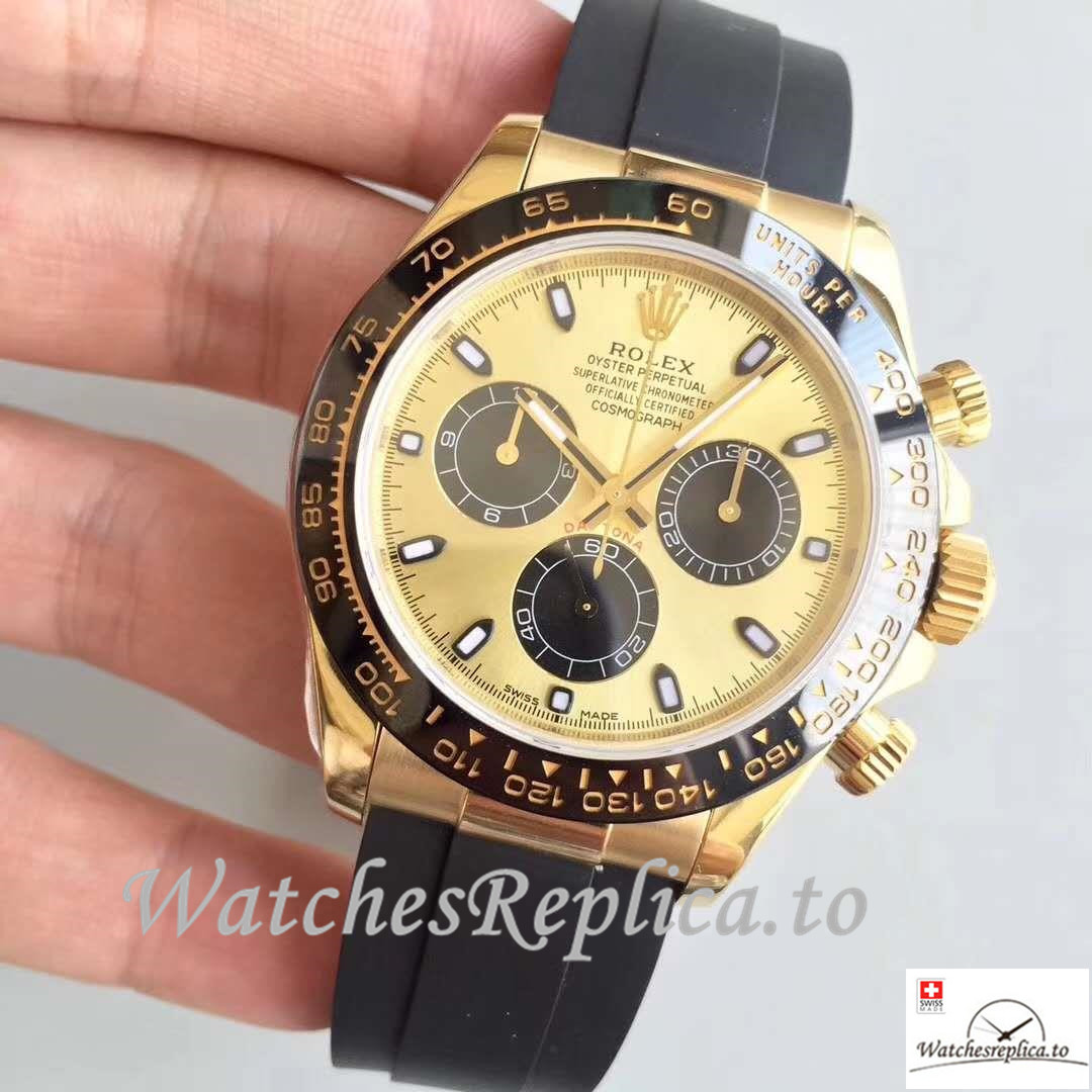 Swiss Rolex Daytona Cosmograph Replica 116518LN 001 Rubber Strap 40MM - WatchesReplica.is