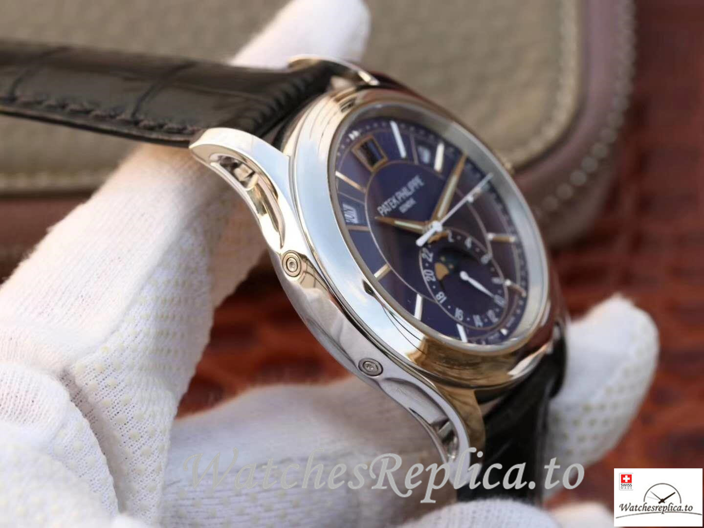 Swiss Patek Philippe Complications Annual Calendar Replica 5205G-013 Black Strap 40MM - WatchesReplica.is