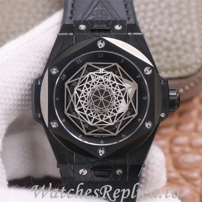 Hublot Replica Big Bang Sang Bleu Leather strap 45MM - WatchesReplica.is