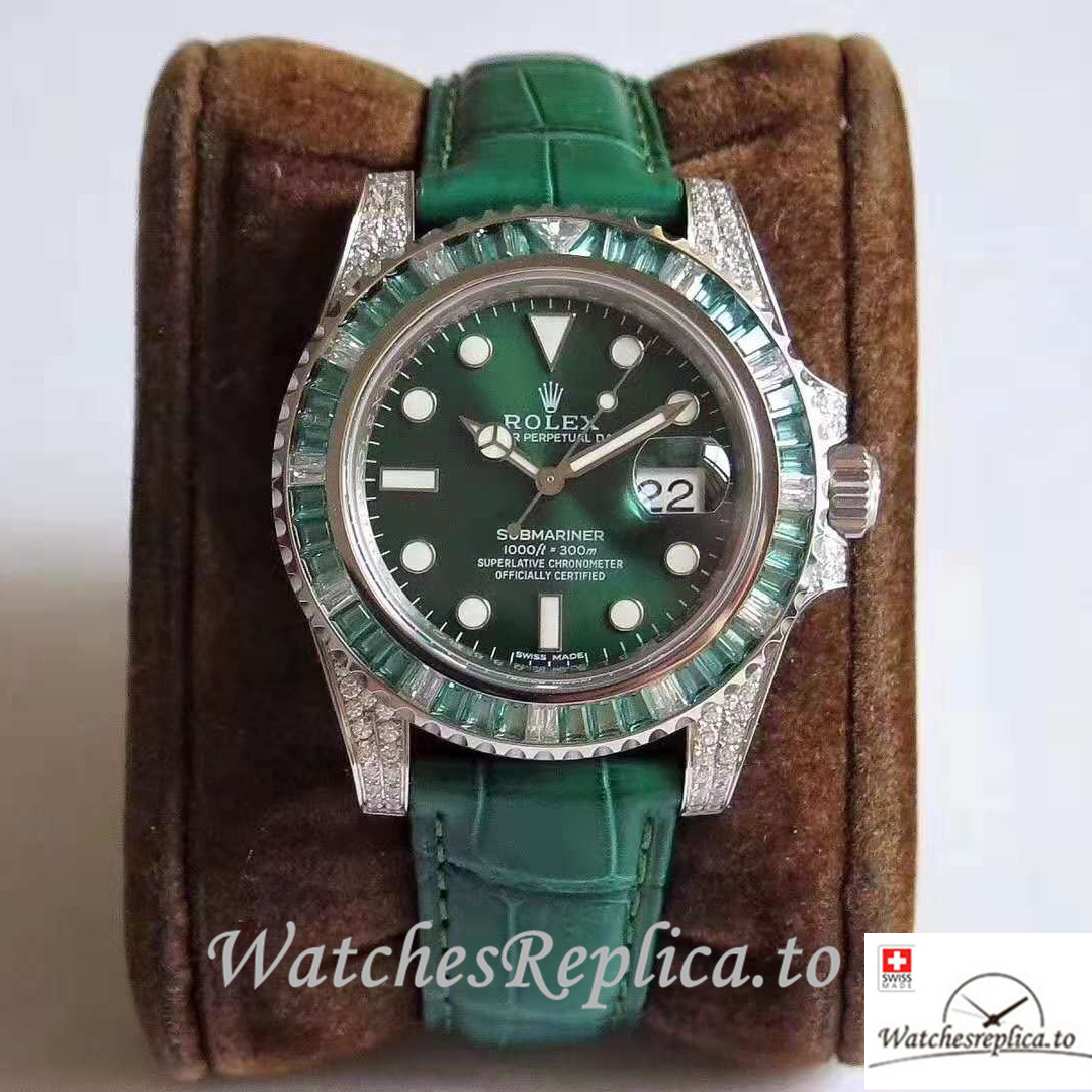 Swiss Rolex Submariner Replica 116610LV Leather strap 40MM - WatchesReplica.is