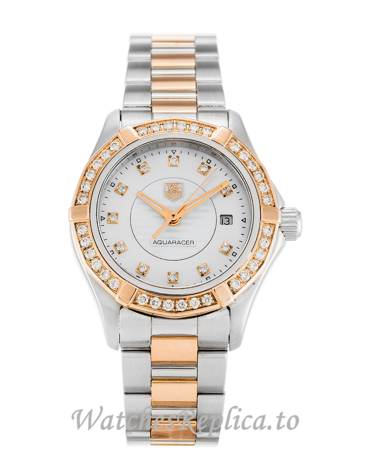 Tag Heuer Aquaracer Mother of Pearl White Diamond Dial WAP1452.BD0837 27 MM - WatchesReplica.is