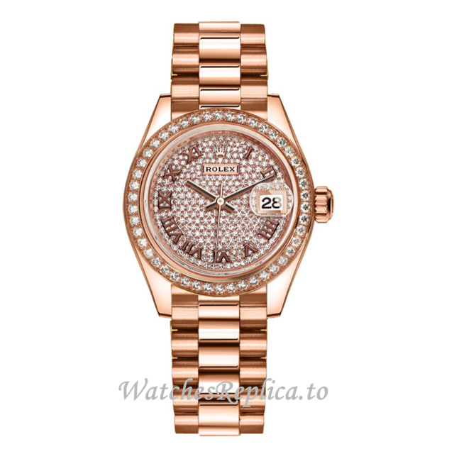 Replica Rolex Datejust M279135RBR-0021 28MM Rose Gold strap Ladies Watch - WatchesReplica.is