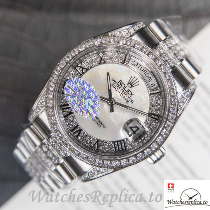 Swiss Rolex Day Date Replica Stainless steel strap 40MM - WatchesReplica.is