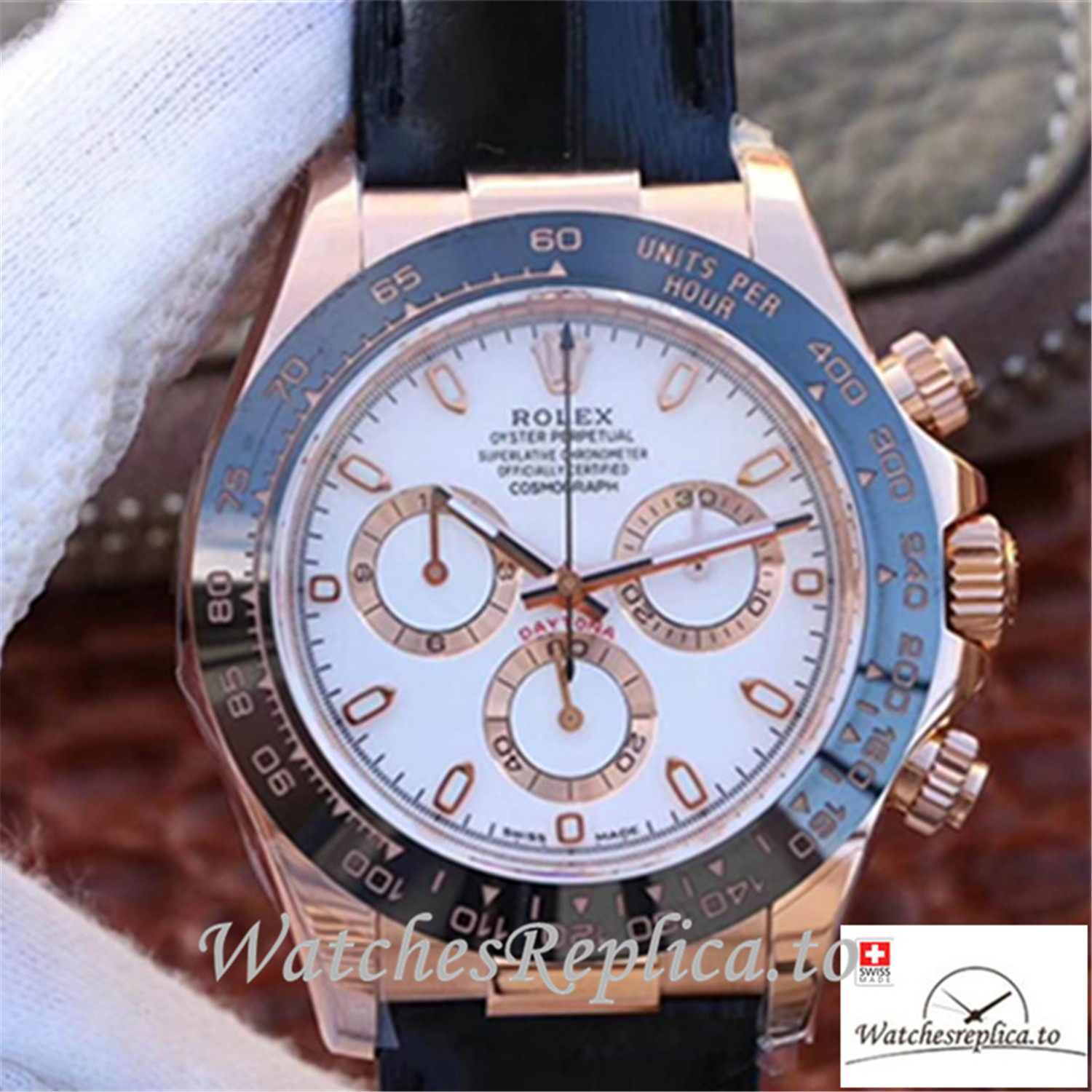 Swiss Rolex Daytona Cosmograph Replica 116515LN 002 Rubber Strap 40MM - WatchesReplica.is