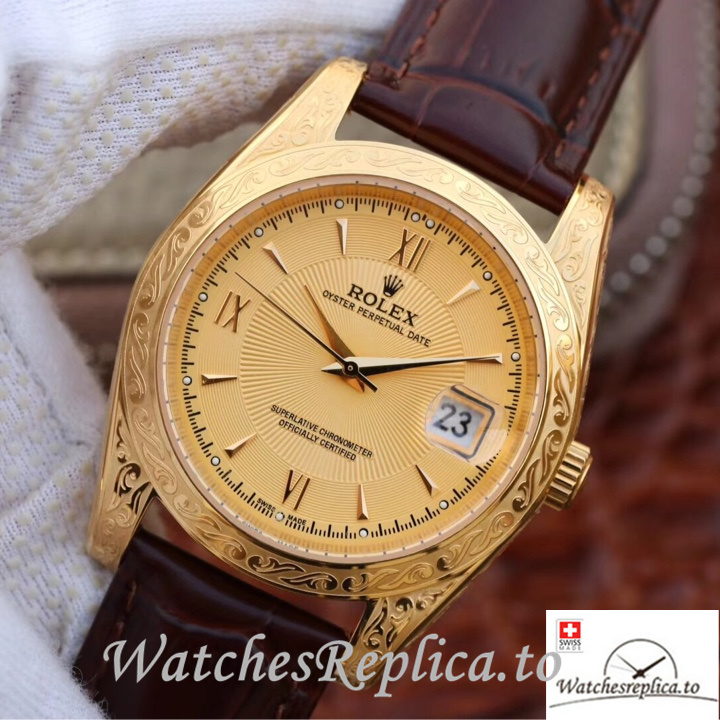 Swiss Rolex Oyster Perpetual Replica Leather strap 40MM - WatchesReplica.is
