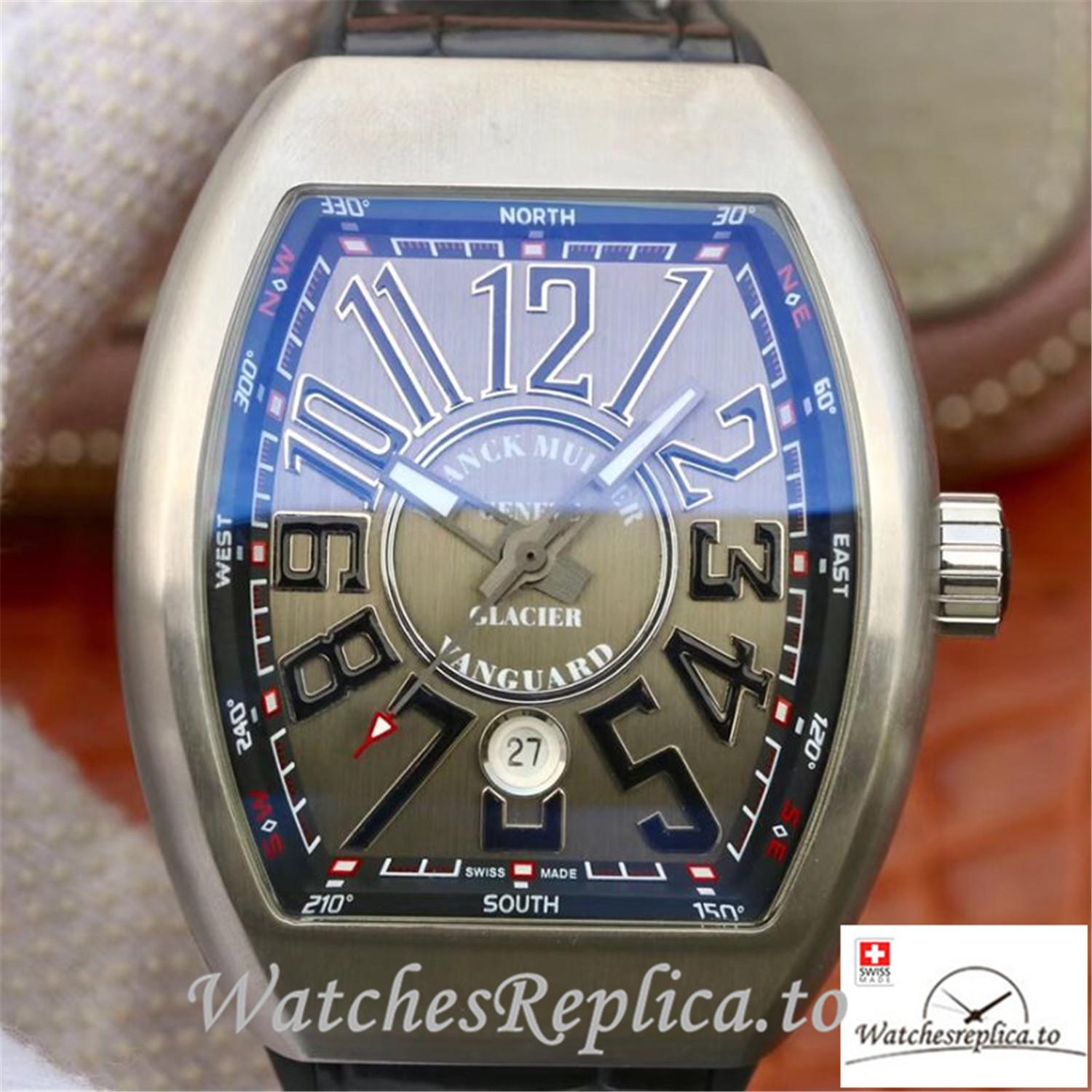 Swiss Franck Muller Vanguard Replica V45-03 Black Strap 45MM - WatchesReplica.is