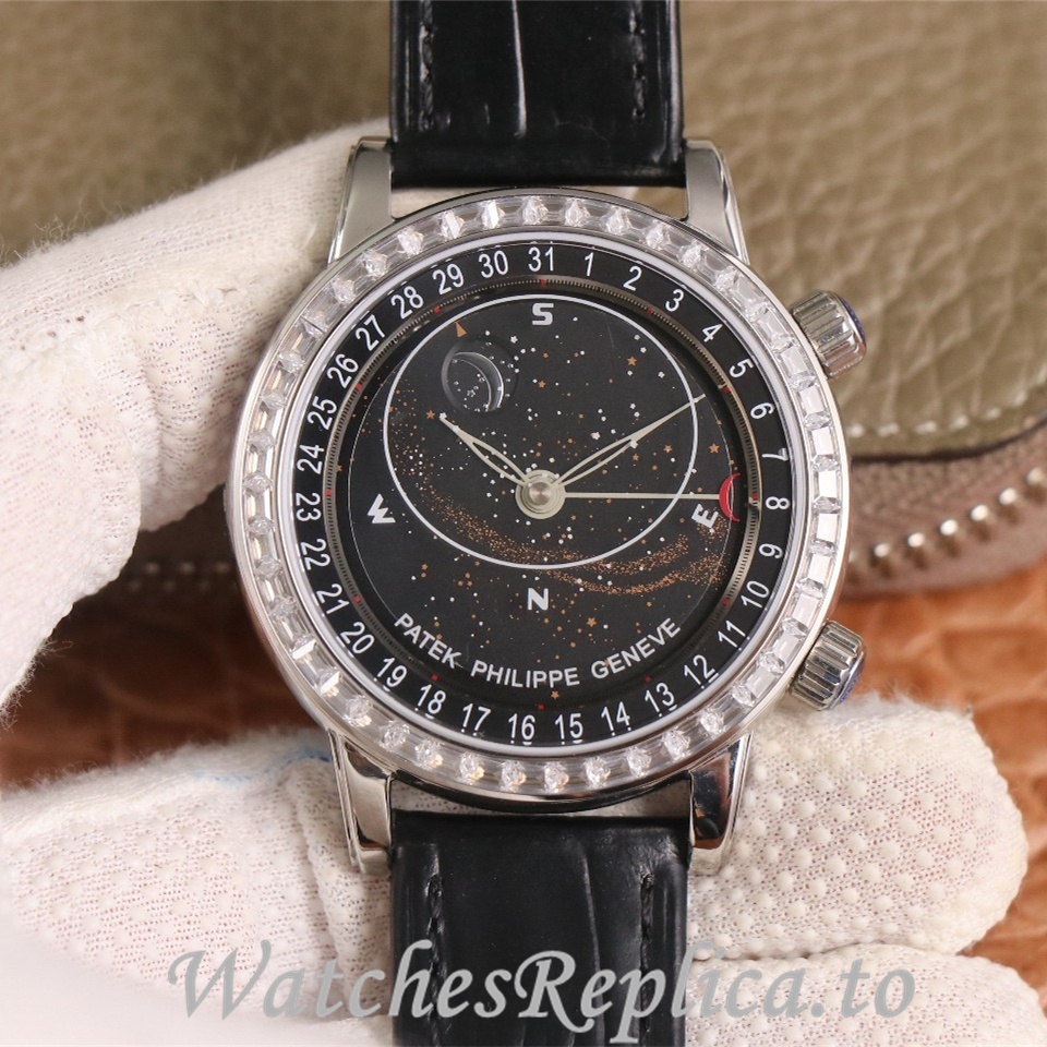 Patek Philippe Replica Complications 6104 Leather strap 44MM - WatchesReplica.is