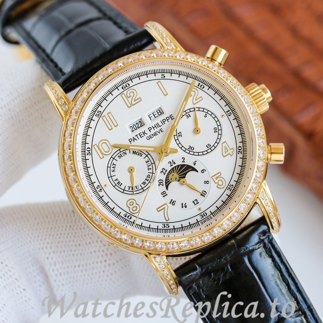 Patek Philippe Replica Complications Leather strap 41MM - WatchesReplica.is