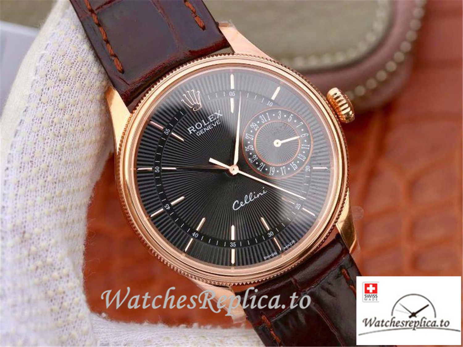 Swiss Rolex Celini Replica 50515 Black Dial 39MM - WatchesReplica.is