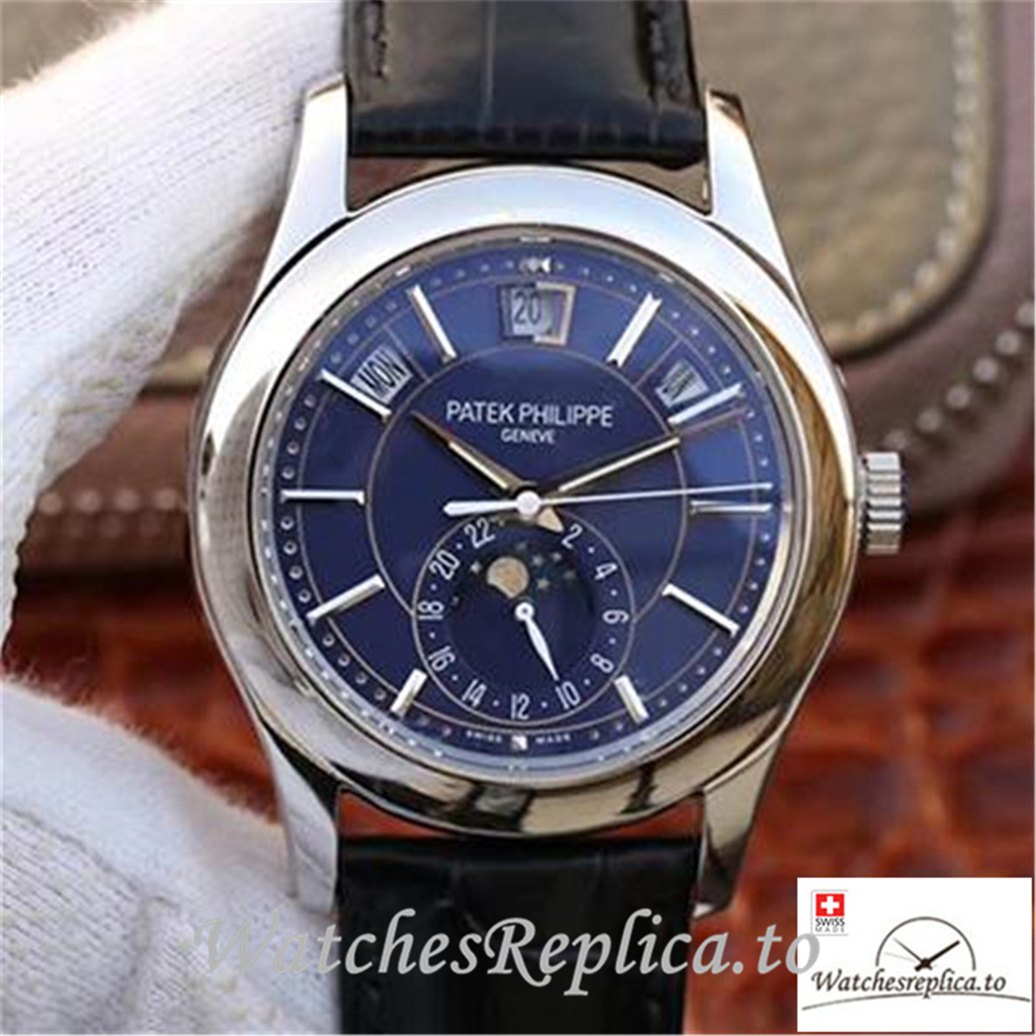 Swiss Patek Philippe Complications Annual Calendar Replica 5205G-013 Black Strap 40MM - WatchesReplica.is