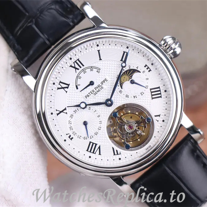 Patek Philippe Replica Complications Leather strap 42MM - WatchesReplica.is