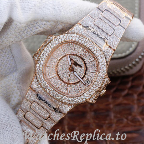 Patek Philippe Replica Nautilus 7021 Rose Gold strap 37MM - WatchesReplica.is