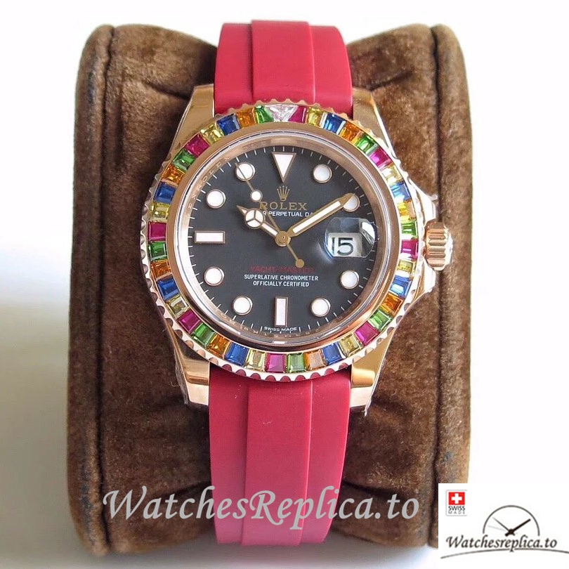 Swiss Rolex Yacht-Master Replica 116695SATS Rubber strap 40MM - WatchesReplica.is