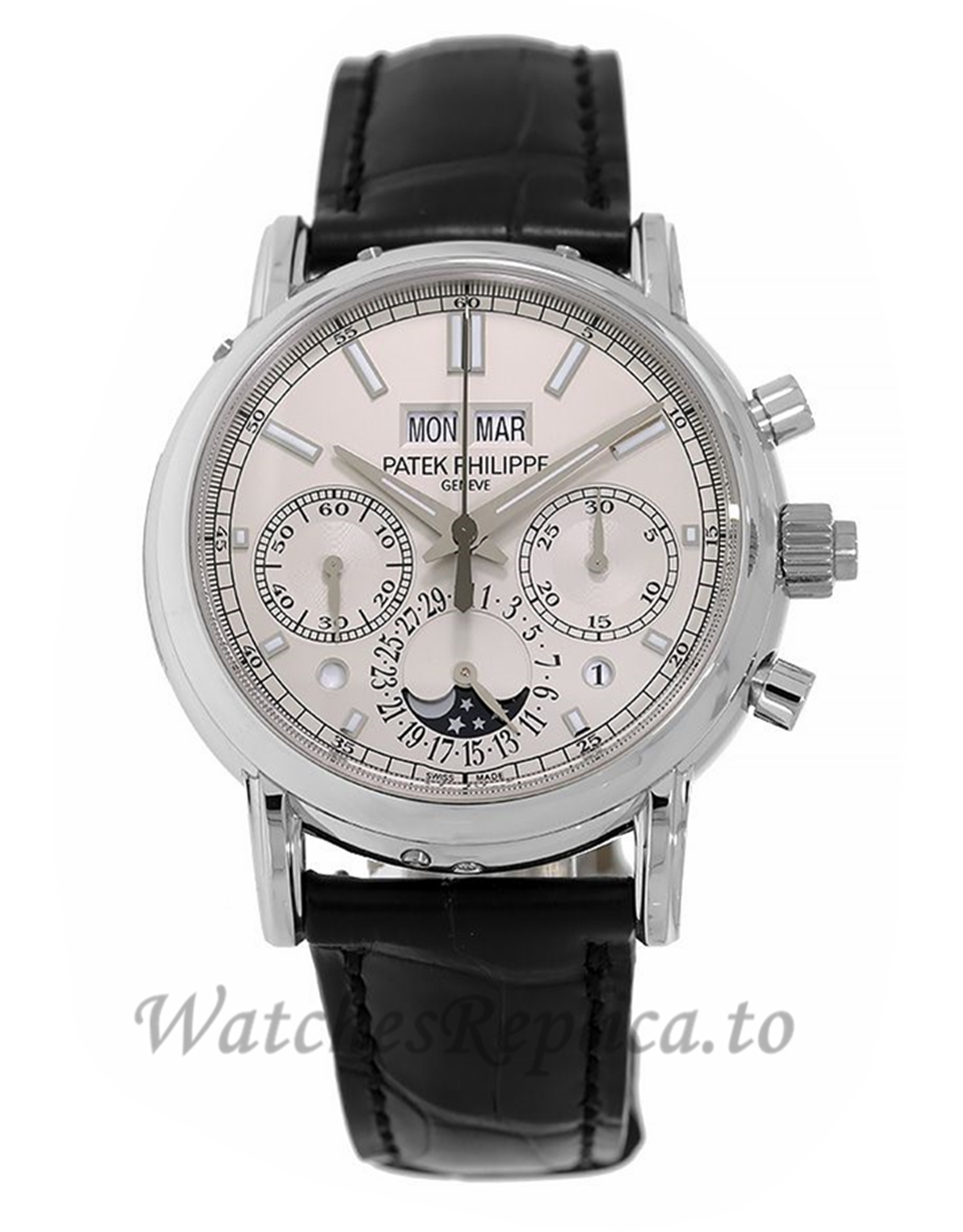 Patek Philippe Replica Grand Complications Platinum Perpetual 40MM Watch 5204P010 - WatchesReplica.is