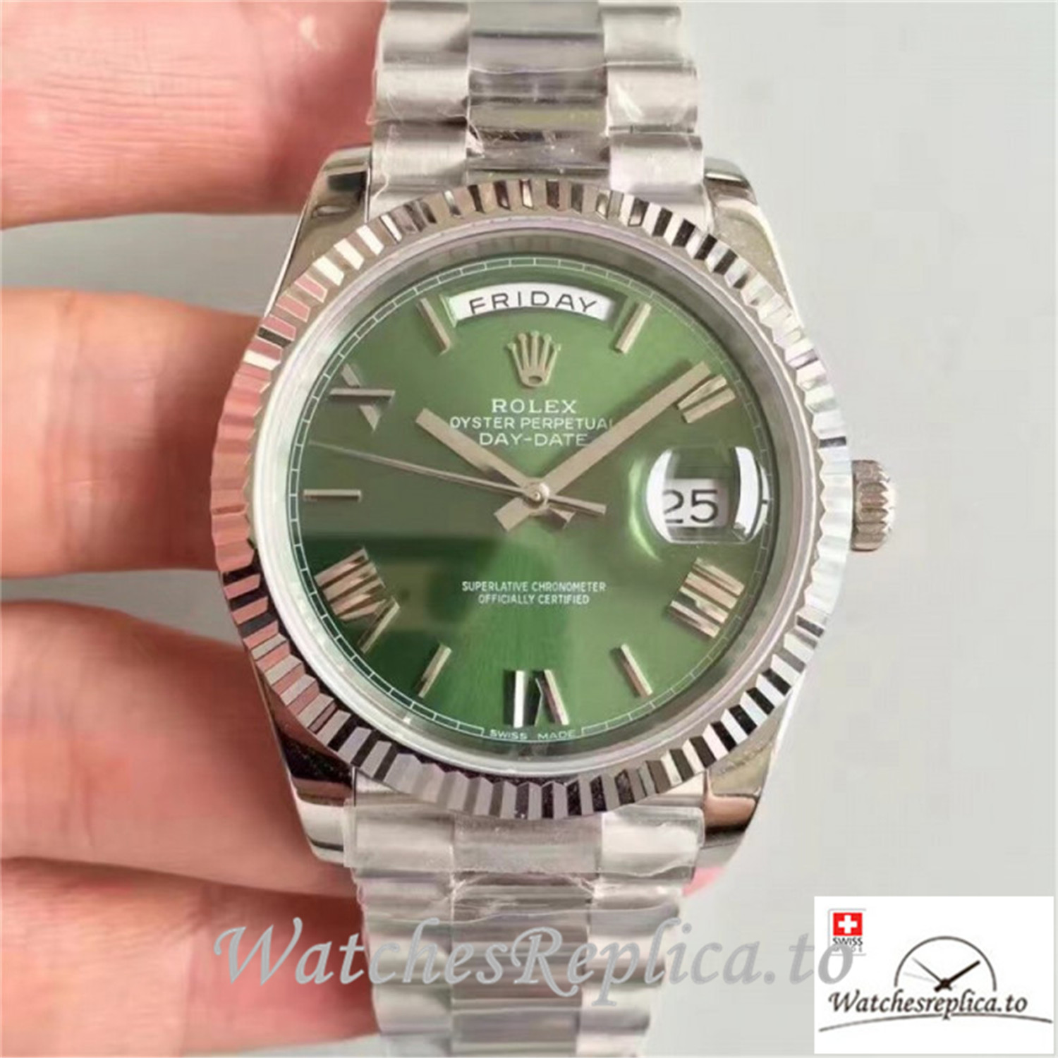 Swiss Rolex Day Date Replica 228239 004 Stainless Steel Strap 40MM - WatchesReplica.is