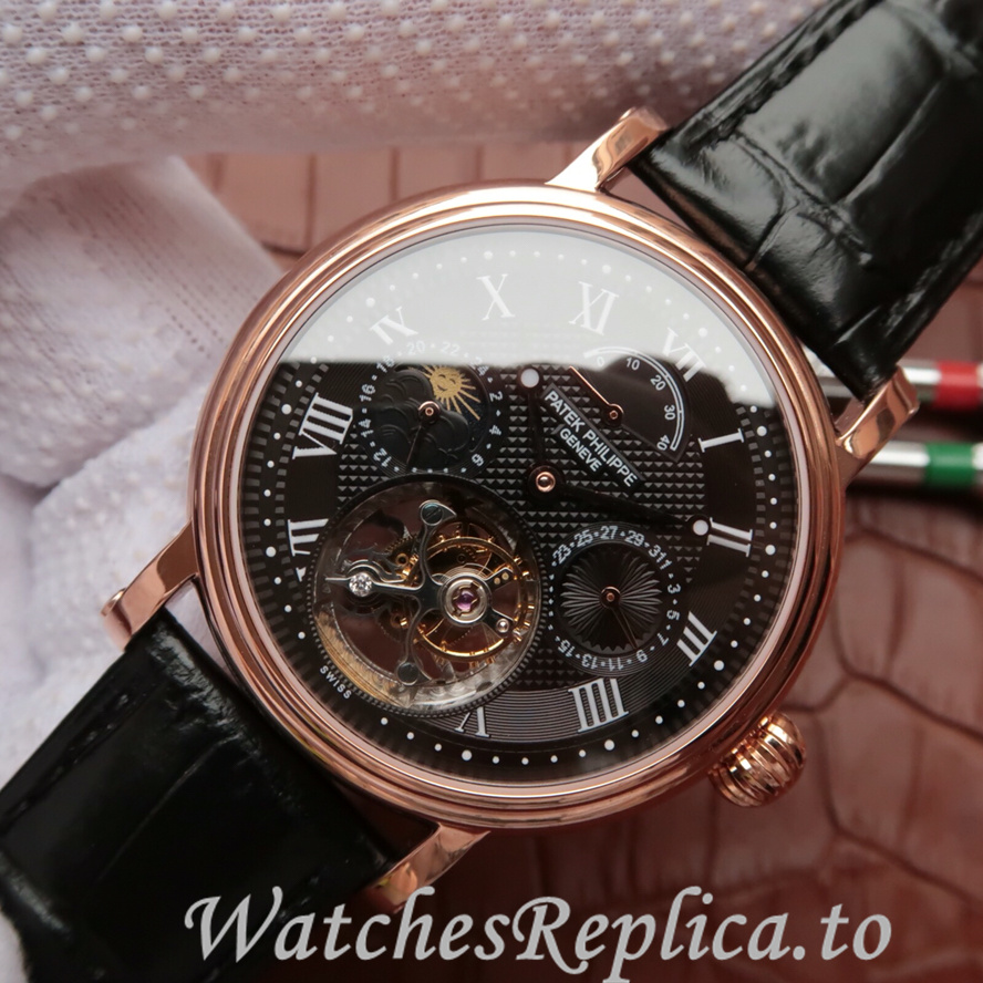 Patek Philippe Replica Complications Leather strap 42MM - WatchesReplica.is