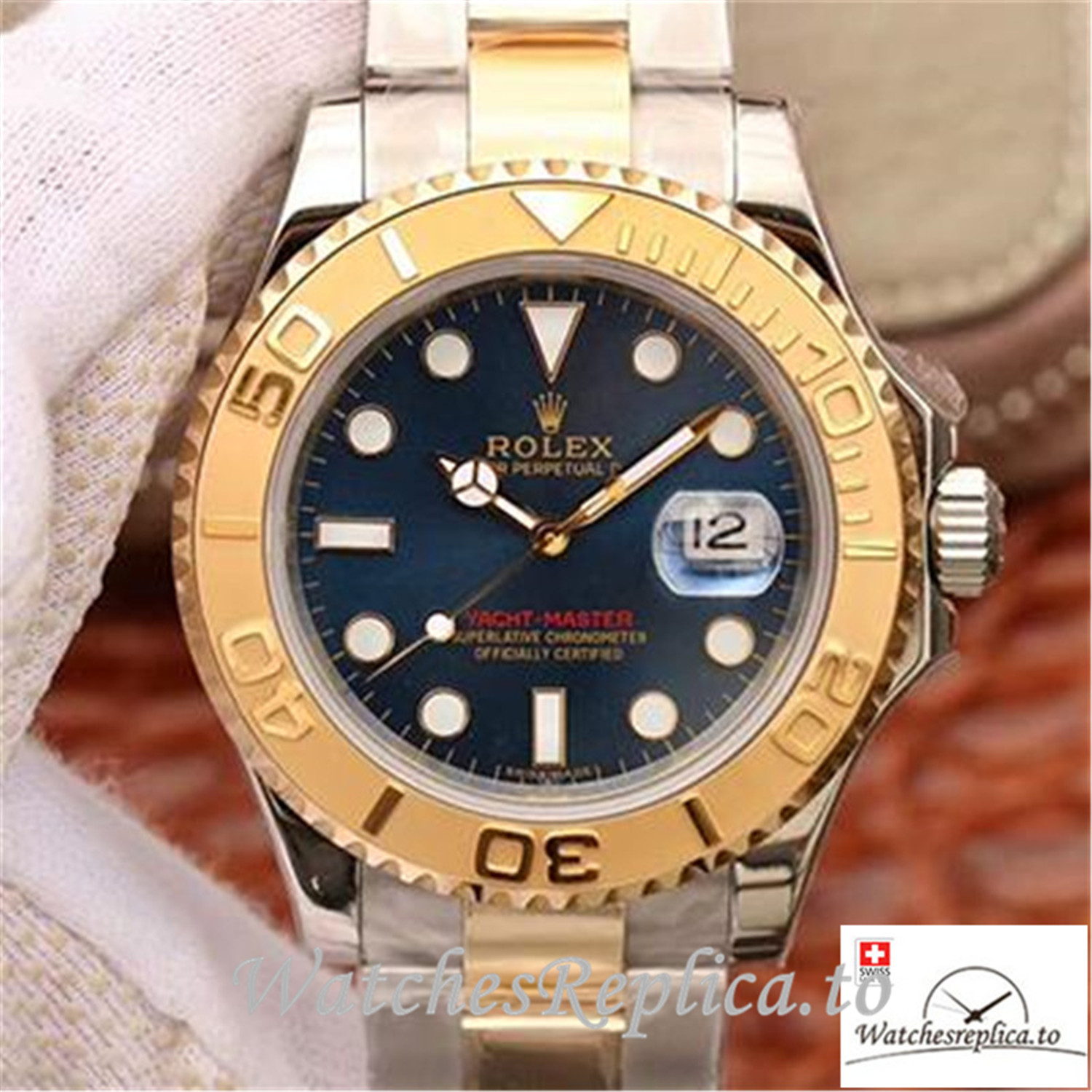 Swiss Rolex Yacht Master Replica 116623 Gold Bezel 40MM - WatchesReplica.is